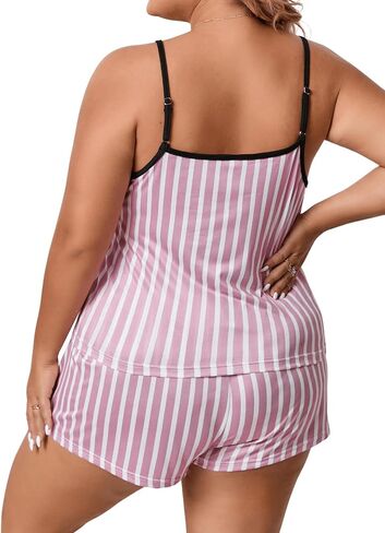 Floerns Women's Plus Size Cherry Print Cami Top and Shorts Pajama Sets in Kuwait