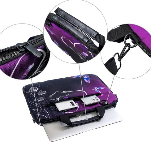 icolor 14.5-15.6 Inch Canvas Laptop Sleeve Bag Messenger Shoulder Case -Purple Butterfly in Kuwait