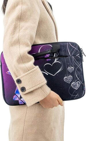 icolor 14.5-15.6 Inch Canvas Laptop Sleeve Bag Messenger Shoulder Case -Purple Butterfly in Kuwait