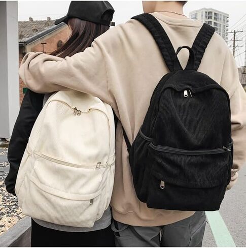 Preppy Corduroy Backpack Aesthetic Backpack 15.6 inch Laptop College Backpack Cute Book Bag Travel Rucksack Daypack (One Size,Green) in Kuwait
