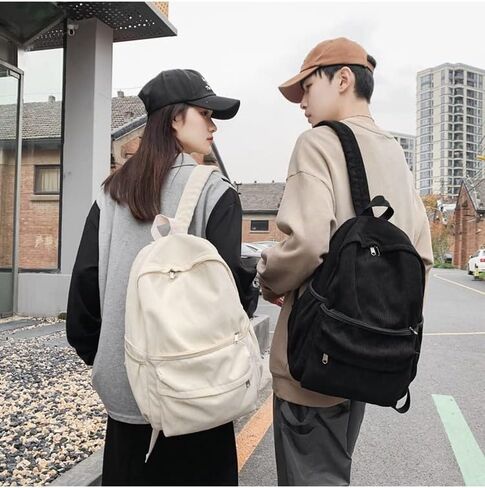 Preppy Corduroy Backpack Aesthetic Backpack 15.6 inch Laptop College Backpack Cute Book Bag Travel Rucksack Daypack (One Size,Green) in Kuwait