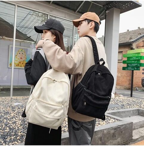 Preppy Corduroy Backpack Aesthetic Backpack 15.6 inch Laptop College Backpack Cute Book Bag Travel Rucksack Daypack (One Size,Green) in Kuwait