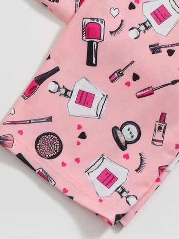 طقم بيجامة نسائي مطبوع عليه رسومات كرتونية من DIDK برقبة دائرية وسروال ملابس نوم in Kuwait