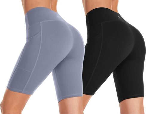شورت يوجا ناعم للسيدات من LegEnd مكون من قطعتين - شورت عالي الخصر للجري والجري 3 بوصة/ 8 بوصة مع جيوب in Kuwait