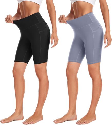 شورت يوجا ناعم للسيدات من LegEnd مكون من قطعتين - شورت عالي الخصر للجري والجري 3 بوصة/ 8 بوصة مع جيوب in Kuwait