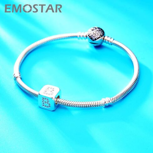 EMOSTAR Dice-Shaped 26 Block Letters Charms Initial A-Z Alphabet Beads, 925 Sterling Silver Square Cube Charms with CZ fits European Women Bracelet, Gifts for Birthday/Christmas/Mom/Lover in Saudi Arabia