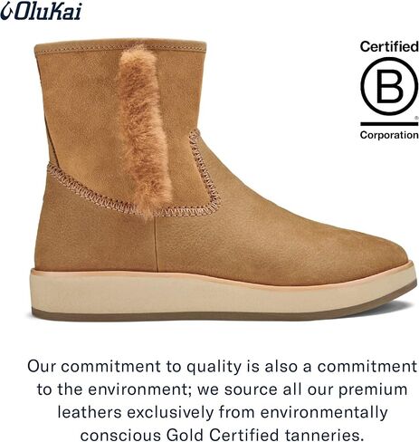 OLUKAI Pa'ina Hulu Women's Winter Boot, Soft Waterproof Leather & Wet Grip Sole, Medial Side Zipper for Easy Slip-On, Comfortable & Cute Style in Kuwait