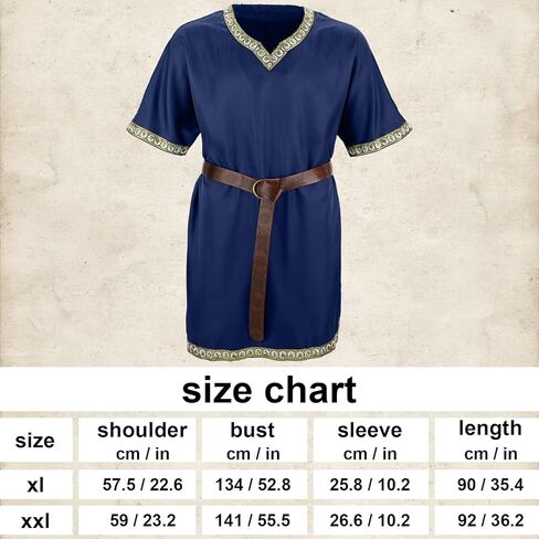 Xtinmee 4 Pcs Mens Renaissance Costume Medieval Knight Tunic Costume Viking PU Belt Arm Guards Halloween Elf Warrior Cosplay in Saudi Arabia