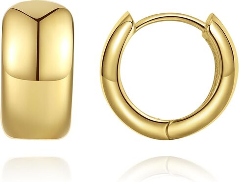 Small Huggies Hoop Earrings for Women Trendy Chunky Gold Hoop Earrings with 925 Sterling Silver Posts, Lightweight and Hypoallergenic Gold Jewelry for Women, Girls in Kuwait