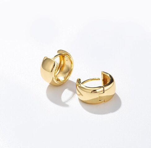 Small Huggies Hoop Earrings for Women Trendy Chunky Gold Hoop Earrings with 925 Sterling Silver Posts, Lightweight and Hypoallergenic Gold Jewelry for Women, Girls in Kuwait