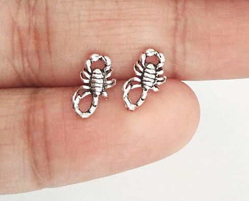 KIWI DAISY Hypoallergenic Sterling Silver VERY TINY Scorpion Stud Earrings, for Cartilage, Helix, 2nd Ear Piercing (Nickel Free) in Saudi Arabia