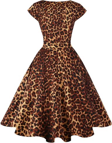 Kingfancy Women Vintage 1950s Dress Retro Cocktail Party Swing Dresses with Cap Sleeves in Kuwait