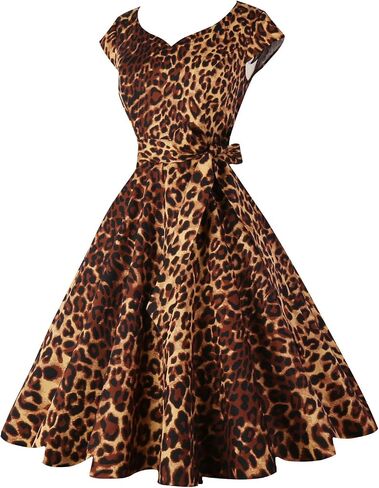 Kingfancy Women Vintage 1950s Dress Retro Cocktail Party Swing Dresses with Cap Sleeves in Kuwait