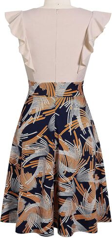 YATHON Women's Vintage Ruffle Floral Flared A Line Swing Casual Cocktail Party Dresses in Saudi Arabia