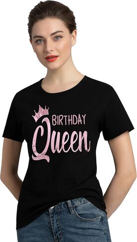 PINJIA Womens Cotton Short Sleeve Cute Birthday Girl Tshirts Top Tees(MXT10) in Saudi Arabia