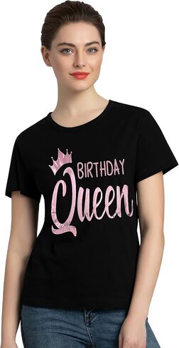 PINJIA Womens Cotton Short Sleeve Cute Birthday Girl Tshirts Top Tees(MXT10) in Saudi Arabia