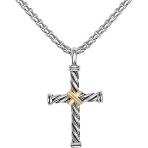Myshiwu Designer Jewelry Inspired Twisted Cable Wire Cross Necklace for Women Men Fashion Brand Jewelry Gift