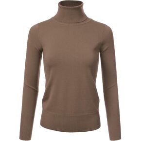 JJ Perfection Women's Stretch Knit Turtle Neck Long Sleeve Pullover Sweater