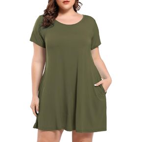 BELAROI Womens Plus Size Casual Dresses Summer Tshirt Dress Swing Short Sleeve Vacation Beach Coverup in Saudi Arabia
