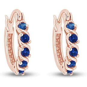 14K Gold Plated 925 Sterling Silver Simulated Blue Sapphire Dainty Tiny Hoop Earrings Minimalist | Delicate Jewelry For Her