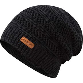 OMECHY Beanie for Men Women Winter Knit Warm Hat Stretch Plain Cuff Toboggan Cap