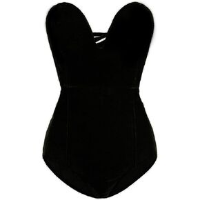 CHARTOU Women's Sexy Velvet Back Lace Up One Piece Romper Bodysuit