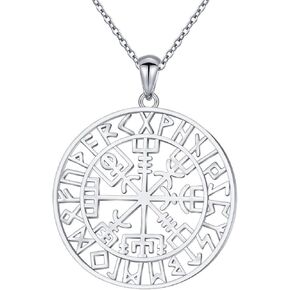 Alphm S925 Sterling Silver Large Compass Viking Pendant Necklace for Men Women Graduation Friendship Talisman Travel Jewelry in Saudi Arabia