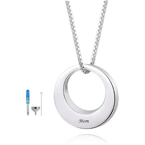 Jinlou Circle of Life Urn Necklace for Ashes - 925 Sterling Silver Always in My Heart Sterling Silver Cremation Urns Pendant Eternity Memorial Necklaces for Women