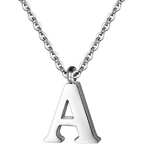 PARTNER Stainless Steel Silver Initial Necklace Alphabet Pendant Necklace 16" with 2" Extender Women Girl Letter Necklace A-Z