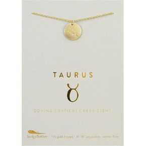 Lucky Feather Zodiac Necklace - 14K Gold-Dipped Constellation Pendant Necklace - Zodiac Sign Birthday Gifts for Women and Girls with Adjustable 16" - 18" Chain
