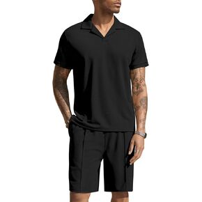 COOFANDY Men's Polo Shirt and Shorts Set Summer Outfits 2 Piece Shorts Tracksuit Fashion Casual Short Sleeve Polo Suit