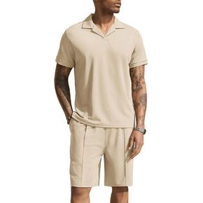 COOFANDY Men's Polo Shirt and Shorts Set Summer Outfits 2 Piece Shorts Tracksuit Fashion Casual Short Sleeve Polo Suit