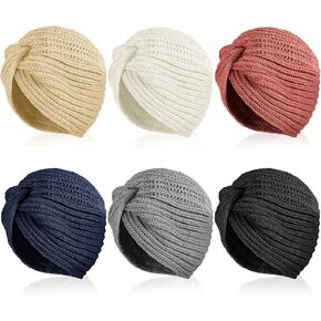 Suhine 6 Pcs Women's Slouchy Chemo Hat Warm Twist Stretch Turban Beanie Hats Cancer Baggy Sleep Scarf, 6 Colors