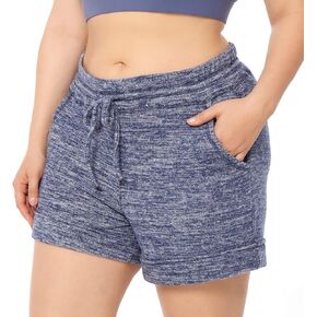 ZERDOCEAN Women's Plus Size 5" Casual Lounge Yoga Sports Shorts Pajama Walking Athletic Shorts Activewear with Pockets