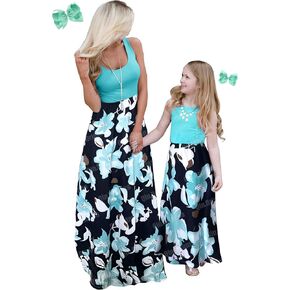 Qin.Orianna Mommy and Me Boho فستان طويل متطابق للعائلة مزين بالزهور مع جيب لعيد الأم... in Kuwait