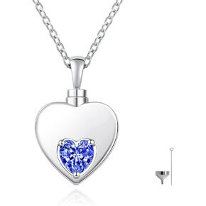 Jinlou 925 Sterling Silver Hold Loved Ones Heart Urn Necklace Pendant for Ashes Memorial Cremation Jewelry