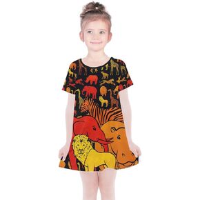 PattyCandy Girls Fun Zoo Animals Sleeveless Dress & Cotton Short Sleeve Dress for 2-13 Years