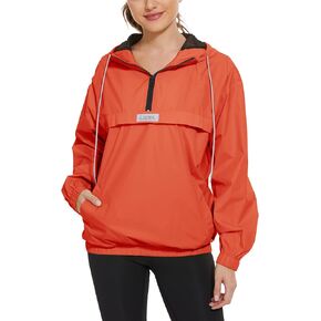 OSTOO Women's Running Cycling Lightweight Rain Jacket Waterproof with Hood Hiking Wind Breakers Pullover