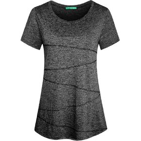 Kimmery Workout Tops for Women Short Sleeve Shirts for Women Quick Dry Line Decor Yoga Tops