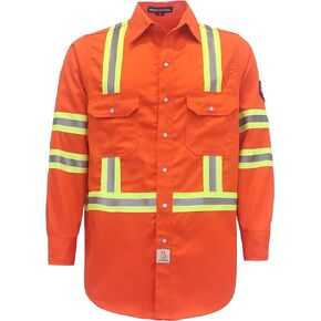 BOCOMAL FR Shirts High Visibility/Hi Vis Flame Resistant/Fire Retardant Shirt 7oz Men's Shirts
