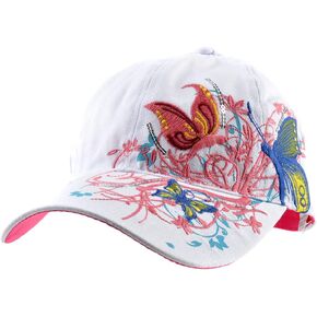 Bling Rhinestone Hats Flower with Butterfly Design Womens Baseball Cap Golf Hat Jeans Wash Denim Adjustable