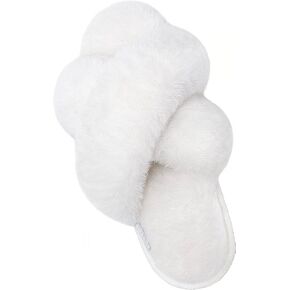 LUBOT Women's Fuzzy Slippers Furry Cozy Memory Foam Slippers Fluffy Plush Faux Fur Lined Anti-Skid House Shoes Indoor in Kuwait
