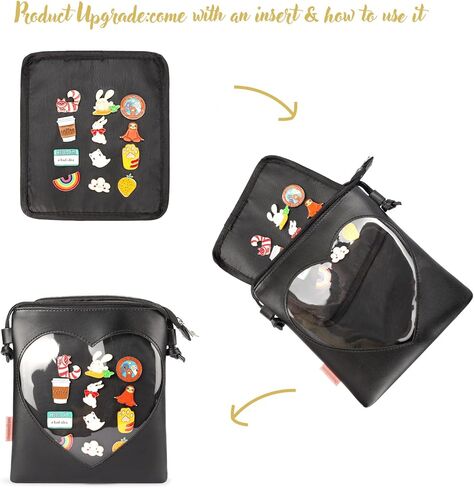 حقيبة STEAMEDBUN Ita حقيبة كروس على شكل قلب صغيرة بمحفظة Ita حقيبة دبوس للرسوم المتحركة in Kuwait