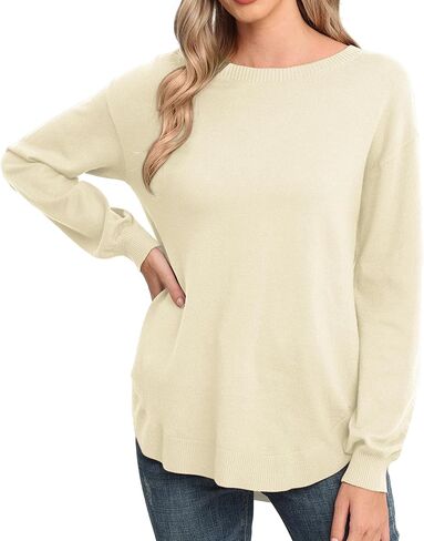 GRECERELLE Womens Long Sleeve Lightweight Crewneck Sweater Tops Casual Soft Knit Pullover Jumper in Kuwait