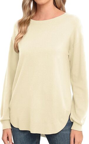 GRECERELLE Womens Long Sleeve Lightweight Crewneck Sweater Tops Casual Soft Knit Pullover Jumper in Kuwait