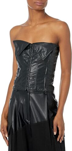 Romeo Hunte x The Drop Women's Black Faux Leather Corset in Saudi Arabia
