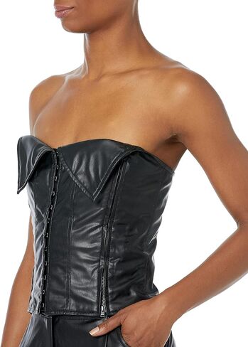 Romeo Hunte x The Drop Women's Black Faux Leather Corset in Saudi Arabia