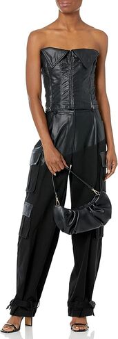 Romeo Hunte x The Drop Women's Black Faux Leather Corset in Saudi Arabia
