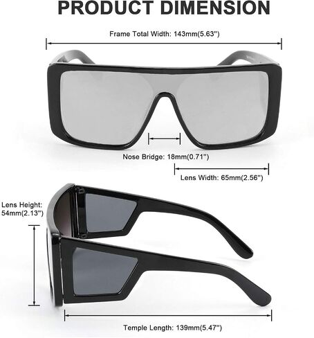 FEISEDY Rectangle Oversized Shield Sunglasses for Women Men Futuristic Rectangula Flat Top One Piece Shades B9037 in Saudi Arabia