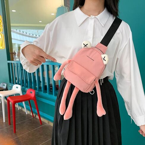 VIVUHTCC الضفدع حقيبة رافعة للنساء الرجال Crossbody حقائب كتف لطيف حقيبة صدر للرجال عادية حقيبة ظهر ذات حمالة السفر التنزه Daypack in Kuwait